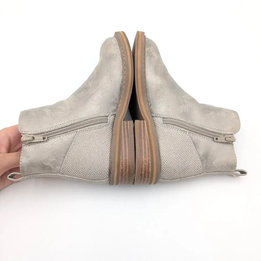 Nordstrom Flora Metallic Sparkle Zip-Up Boot Kids' Taupe Size US12M EU30